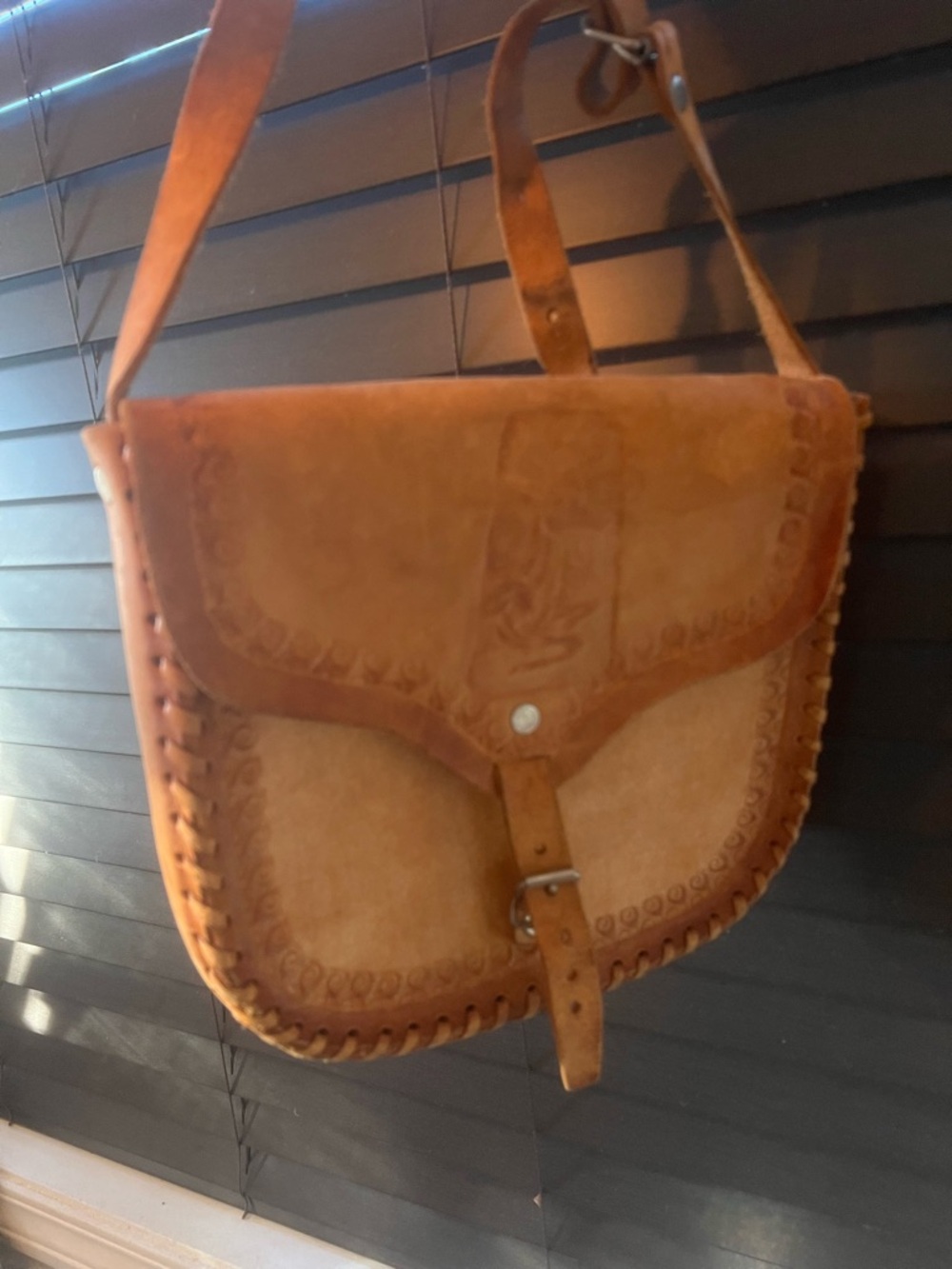 Antique Leather Saddle Bag - Vintage Style